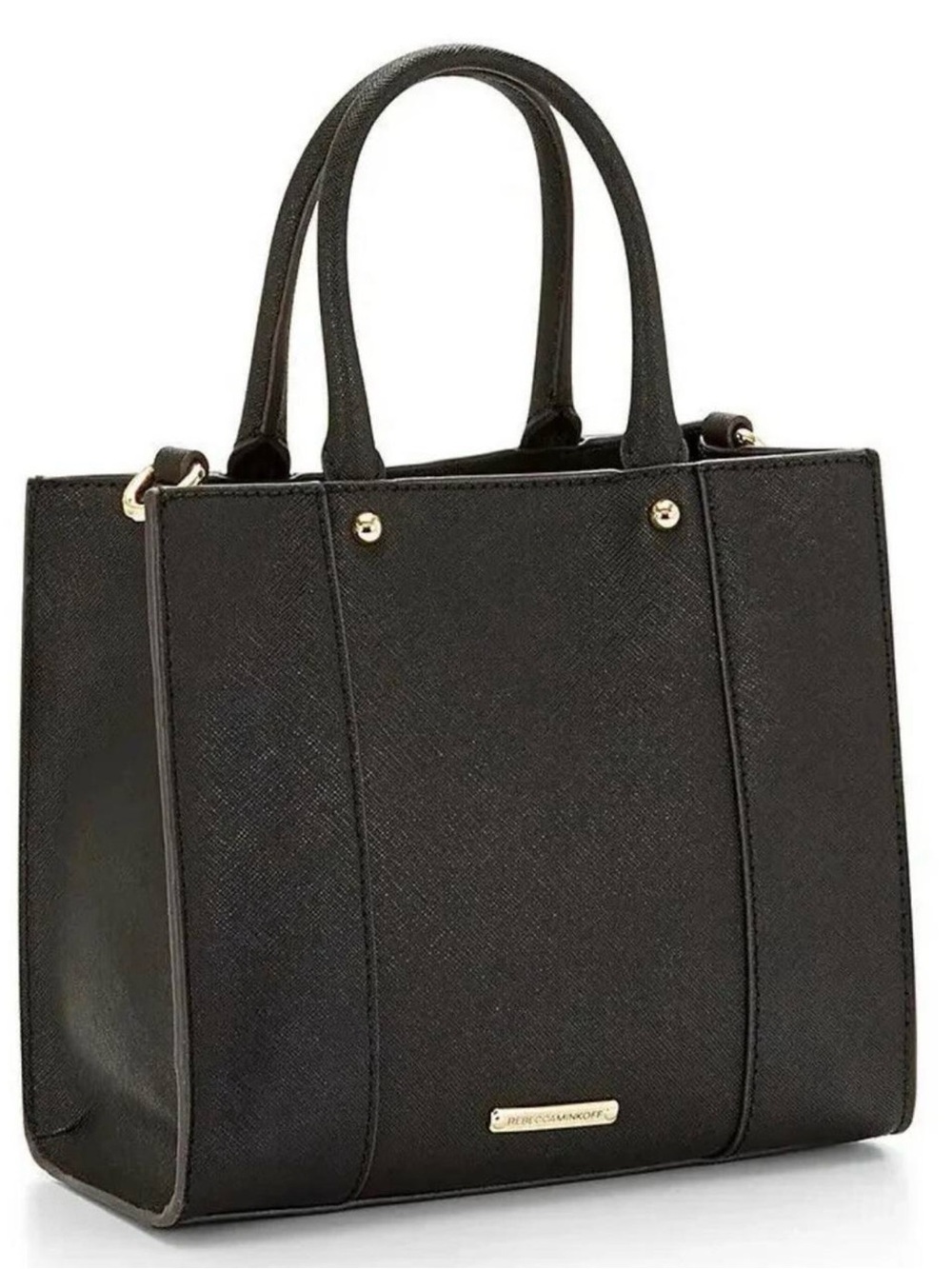 Rebecca Minkoff Black Structured Crossbody Tote with Gold Accents